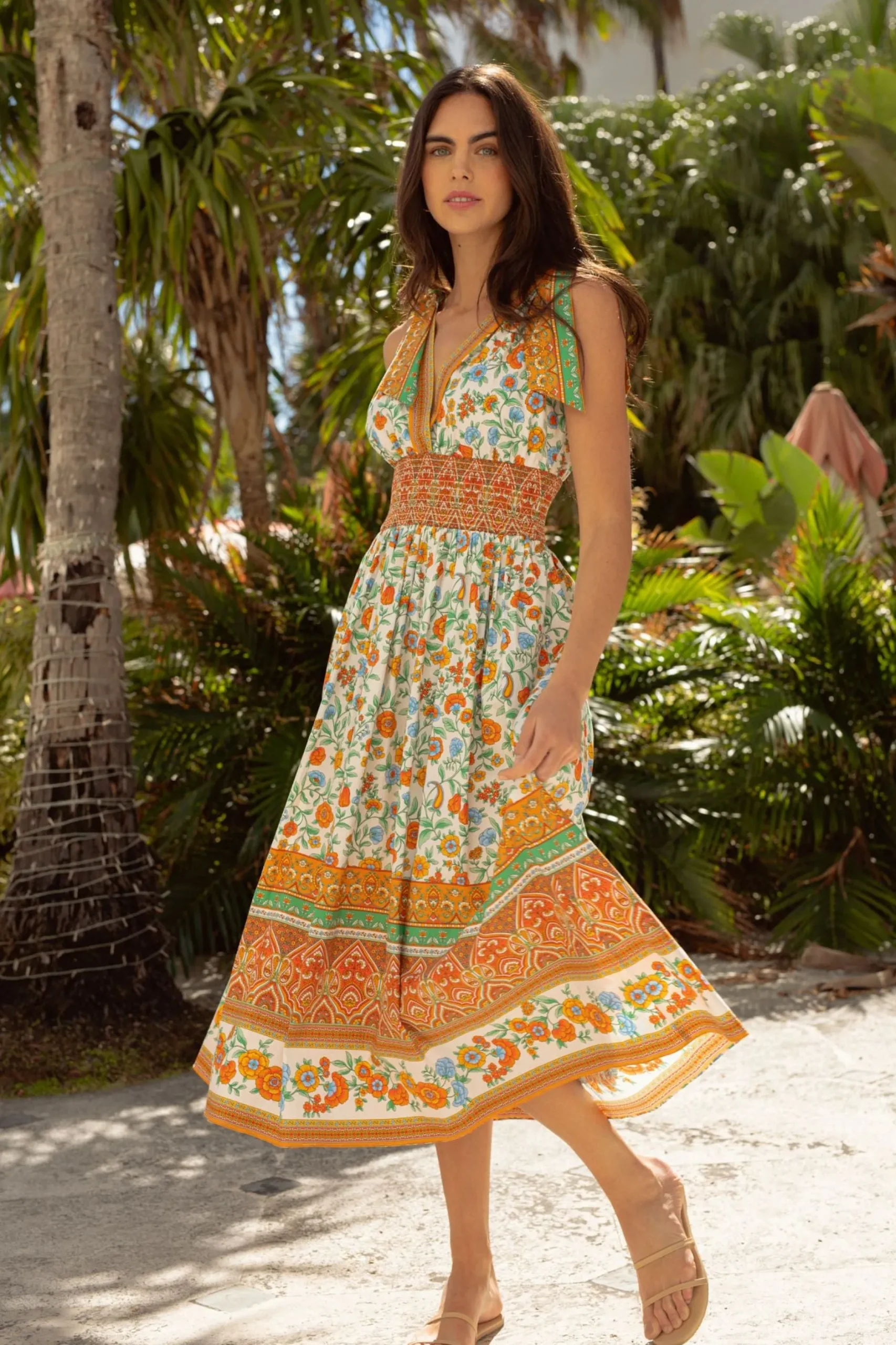 Best Sale Shoshanna Bree Dress Ivory/Light Blue/Saffron Multi