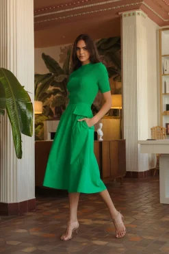 Clearance Shoshanna Harriet Dress Kelly Green