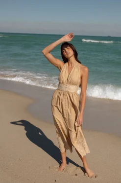 Cheap Shoshanna Khaki Marguerite Swim Coverup Dress Khaki/Optic