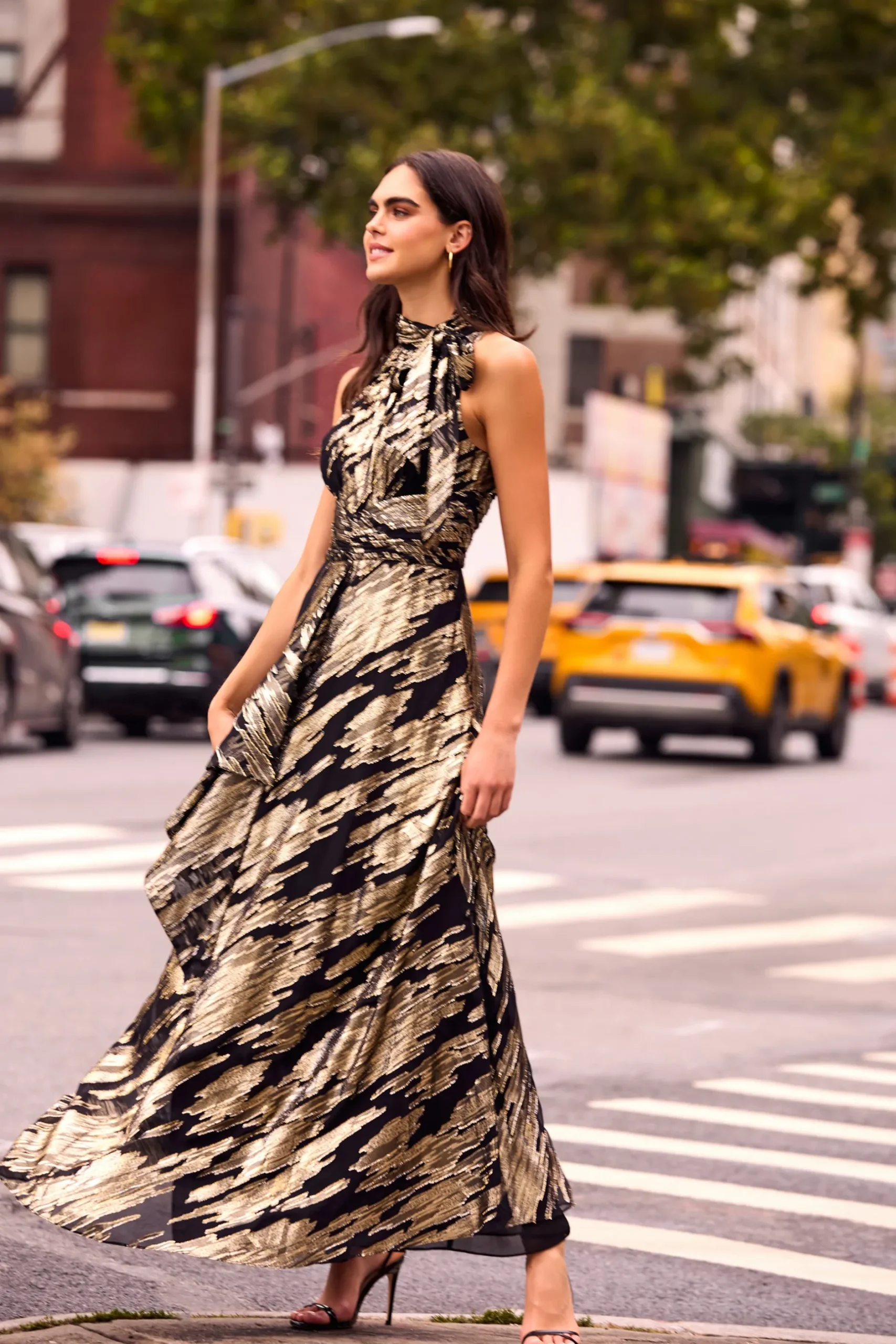 Sale Shoshanna Midnight Faye Dress Jet/Gold