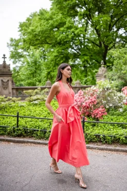 Best Sale Shoshanna Midnight Georgia Dress Hot Coral