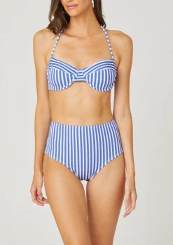 Online Shoshanna Sea Blue High Waist Bikini Bottom Sea Blue/Optic White