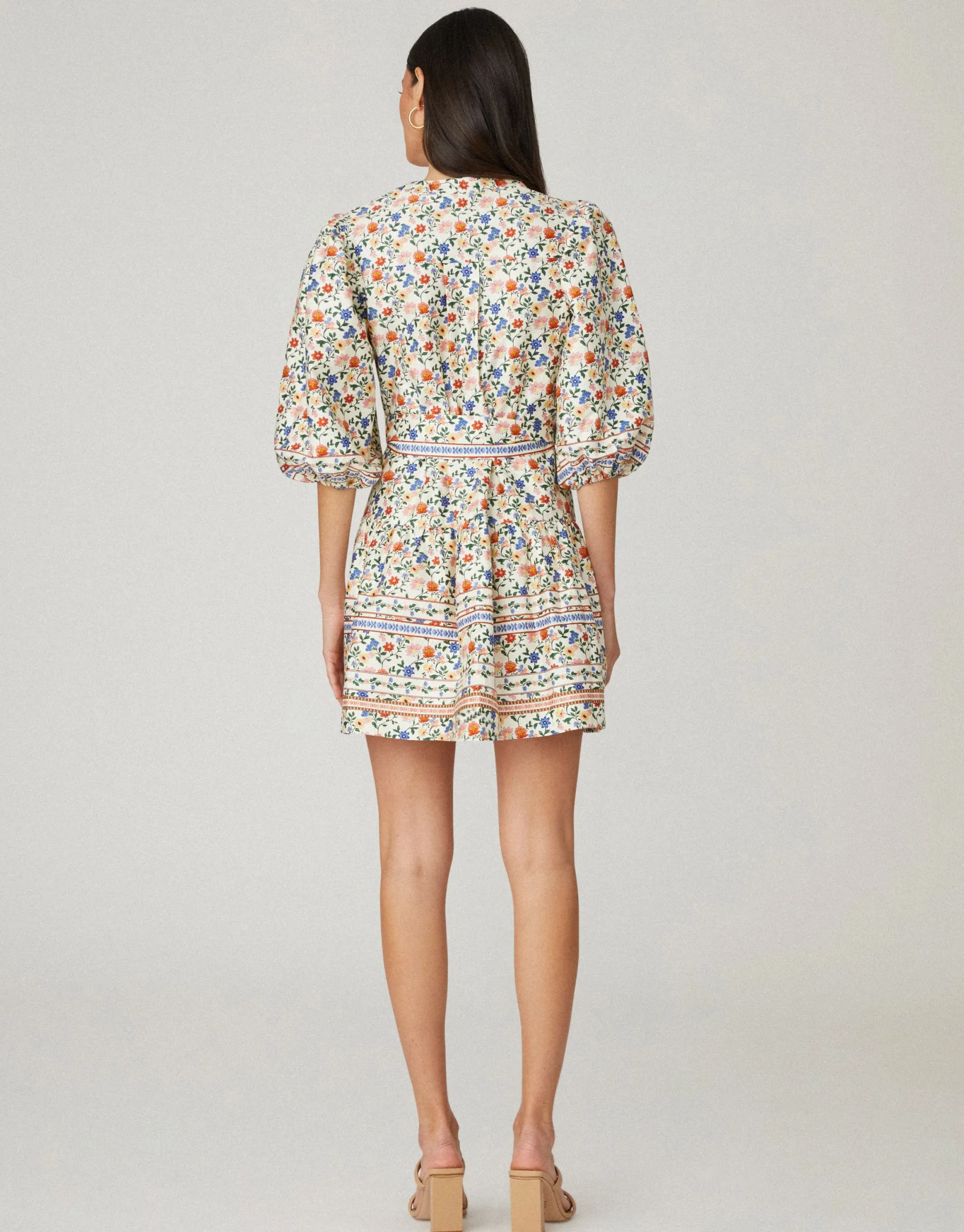 Best Sale Shoshanna Stevie Dress Ivory/Peach/Blue Multi