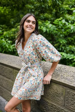 Best Sale Shoshanna Stevie Dress Ivory/Peach/Blue Multi